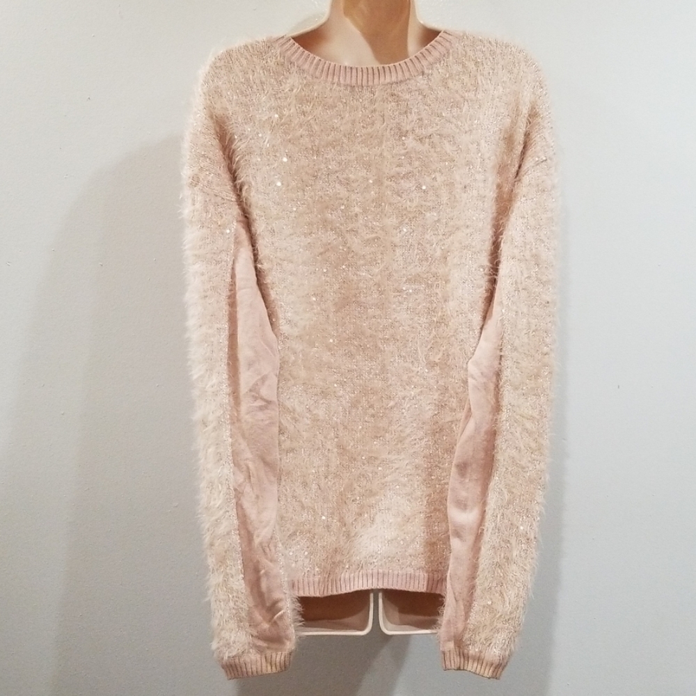 Trouve Pink Soft Fuzzy Warm Sequined Sweater - image 6